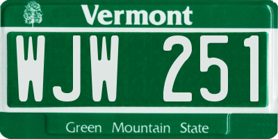 VT license plate WJW251