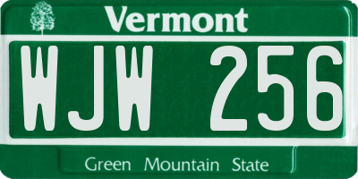 VT license plate WJW256