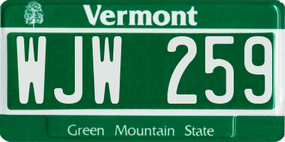 VT license plate WJW259