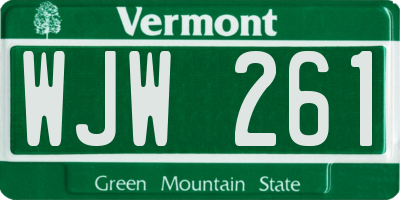 VT license plate WJW261