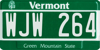 VT license plate WJW264