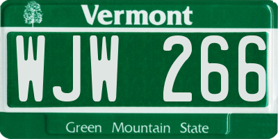VT license plate WJW266