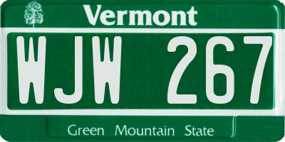 VT license plate WJW267