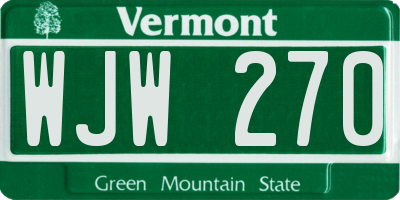 VT license plate WJW270