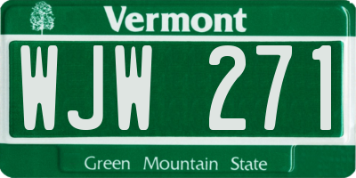 VT license plate WJW271