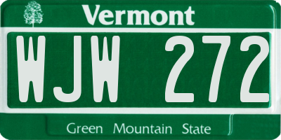 VT license plate WJW272