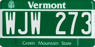 VT license plate WJW273