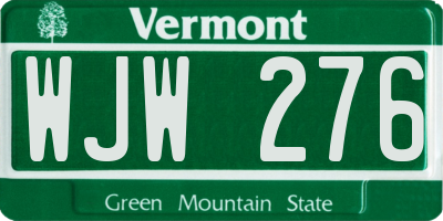 VT license plate WJW276