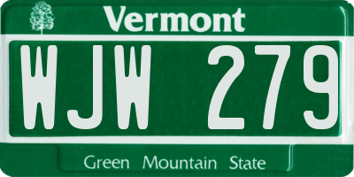 VT license plate WJW279