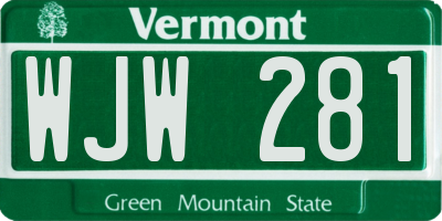 VT license plate WJW281
