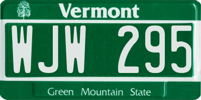 VT license plate WJW295