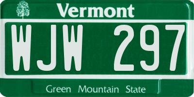 VT license plate WJW297