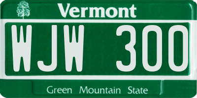 VT license plate WJW300
