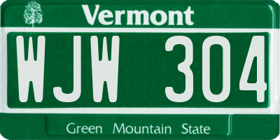 VT license plate WJW304