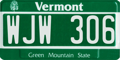 VT license plate WJW306