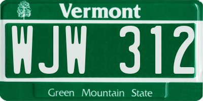 VT license plate WJW312