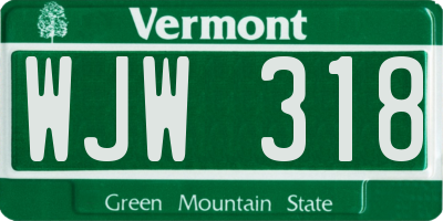 VT license plate WJW318