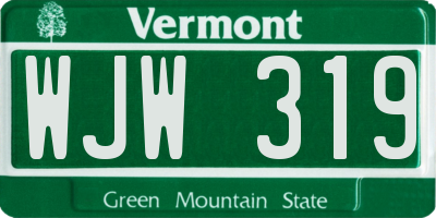 VT license plate WJW319