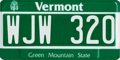 VT license plate WJW320