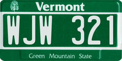VT license plate WJW321
