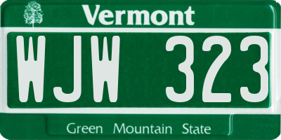 VT license plate WJW323