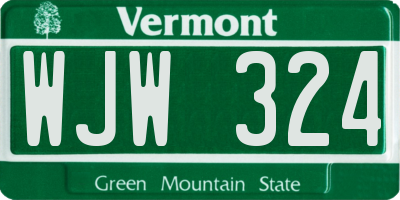 VT license plate WJW324