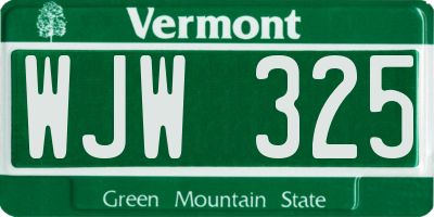 VT license plate WJW325