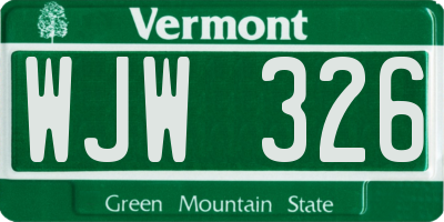 VT license plate WJW326