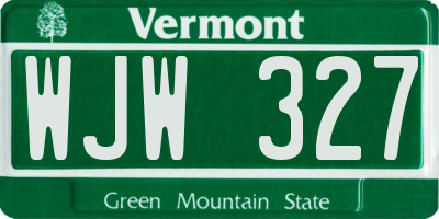 VT license plate WJW327