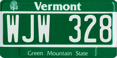 VT license plate WJW328