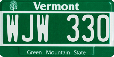 VT license plate WJW330