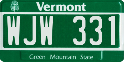 VT license plate WJW331