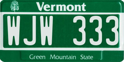 VT license plate WJW333