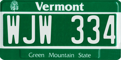 VT license plate WJW334