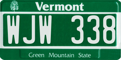 VT license plate WJW338