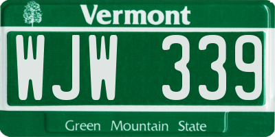VT license plate WJW339
