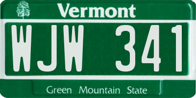 VT license plate WJW341
