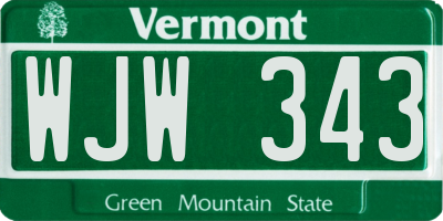 VT license plate WJW343