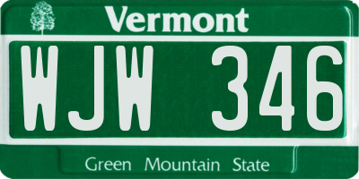 VT license plate WJW346
