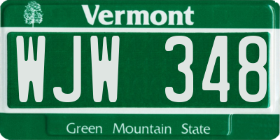 VT license plate WJW348