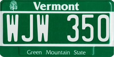 VT license plate WJW350