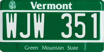 VT license plate WJW351