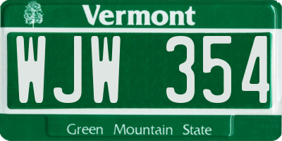 VT license plate WJW354