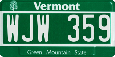 VT license plate WJW359