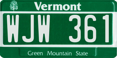 VT license plate WJW361