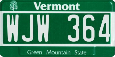 VT license plate WJW364