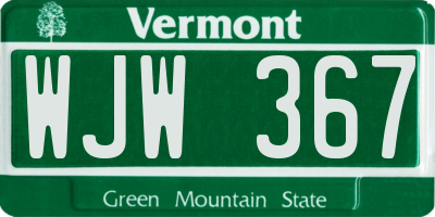 VT license plate WJW367