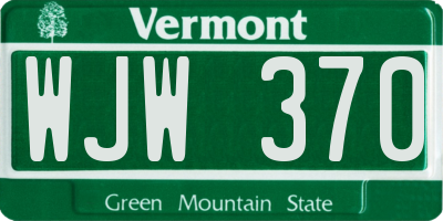 VT license plate WJW370