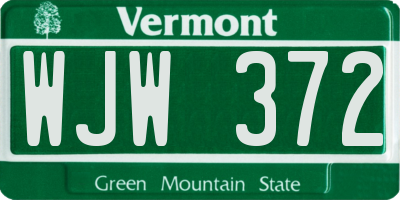 VT license plate WJW372
