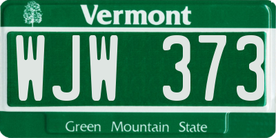 VT license plate WJW373